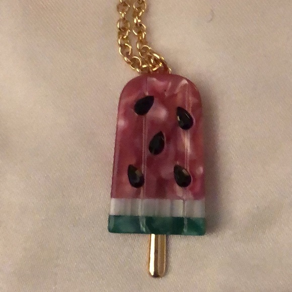 Betsey Johnson Gold Tone Watermelon Popsicle Pendant Necklace Cup Chain NWT - Picture 16 of 16